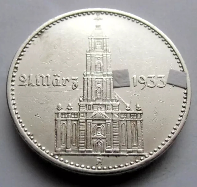 (741)XRARE  German SILVER COIN  2 REICHSMARK  1934 A  4Swastika+Date