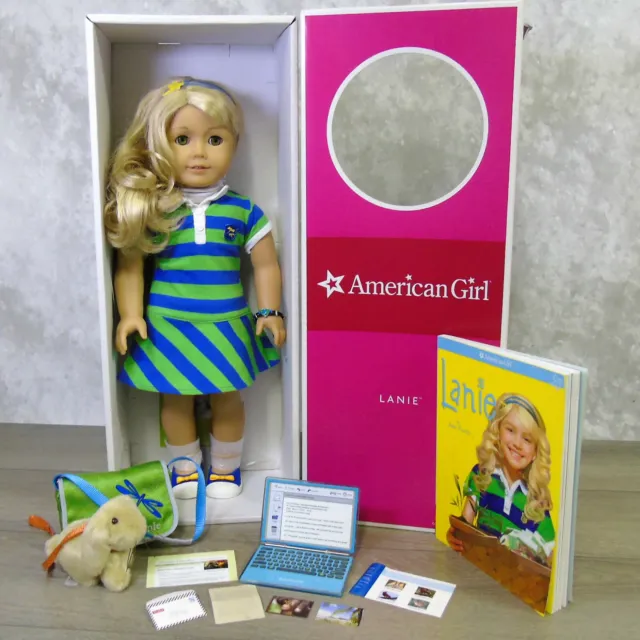 American Girl LANIE DOLL + ACCESSORIES Bracelet Pet Bunny Laptop Book AG BOX