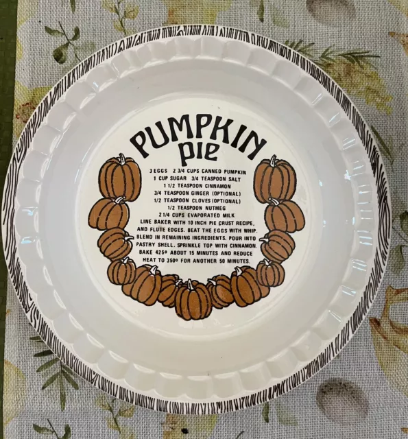 Vintage Jeanette Royal China Pumpkin Pie Plate Deep Dish Ruffled-Edge w/Recipe