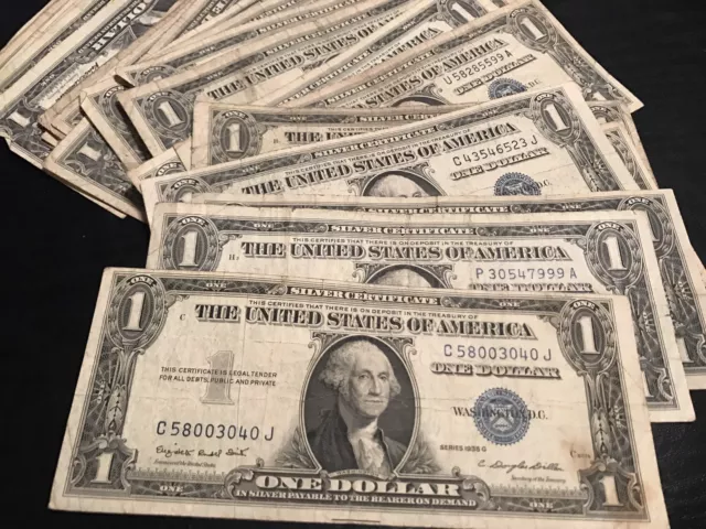 ✯LOT of 10 1935-1957 $1 SILVER CERTIFICATES RARE BLUE SEAL ONE DOLLAR BILL NOTES 4