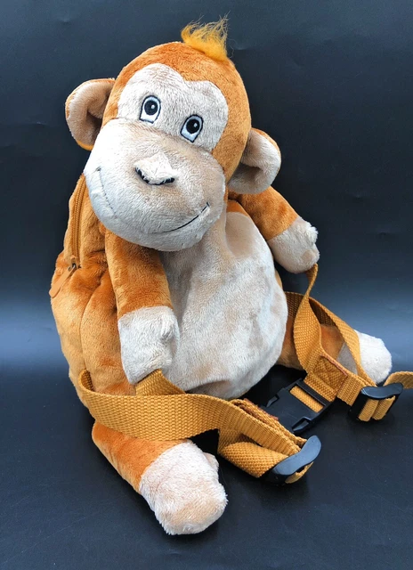 BOBO BUDDIES MONKEY Backpack Cuddly Soft Toy Adjustable Straps (No