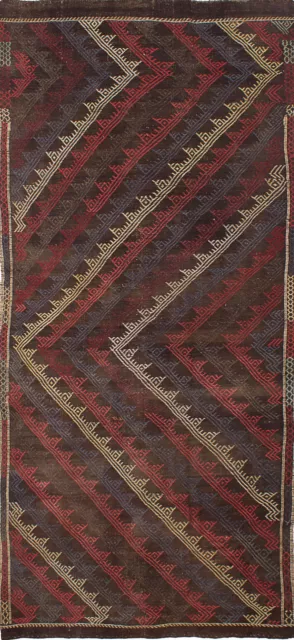Traditional Hand woven Carpet 4'10" x 11'6" Flat Weave Kilim Rug