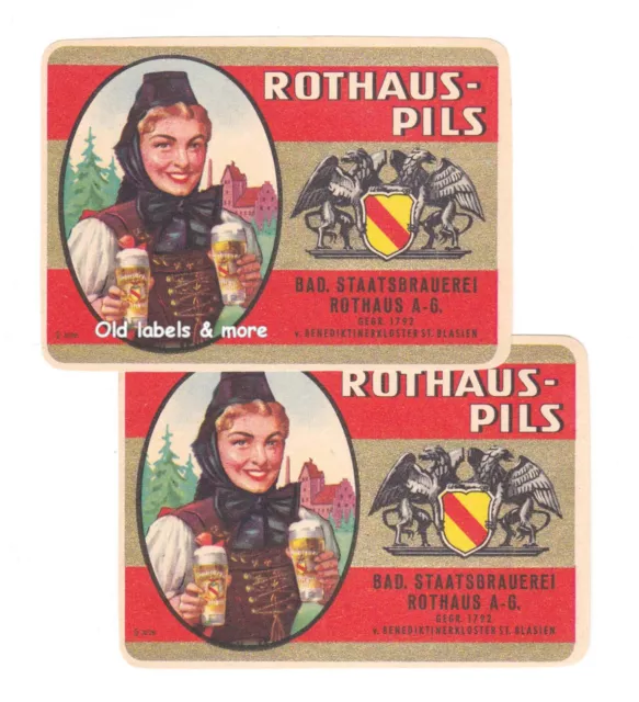 x0792 ROTHAUS  Bad. Staatsbrauerei  Bier-Etikett “ROTHAUS-PILS” BE beer label