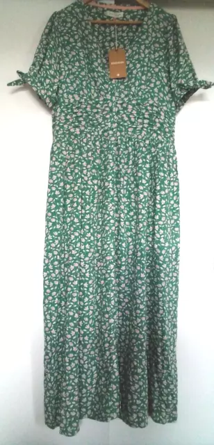 BRAKEBURN 50's PINTUCK TEA SPRING GREEN DITSY FLORAL MAXI LONG DRESS 16 (14) £70 3
