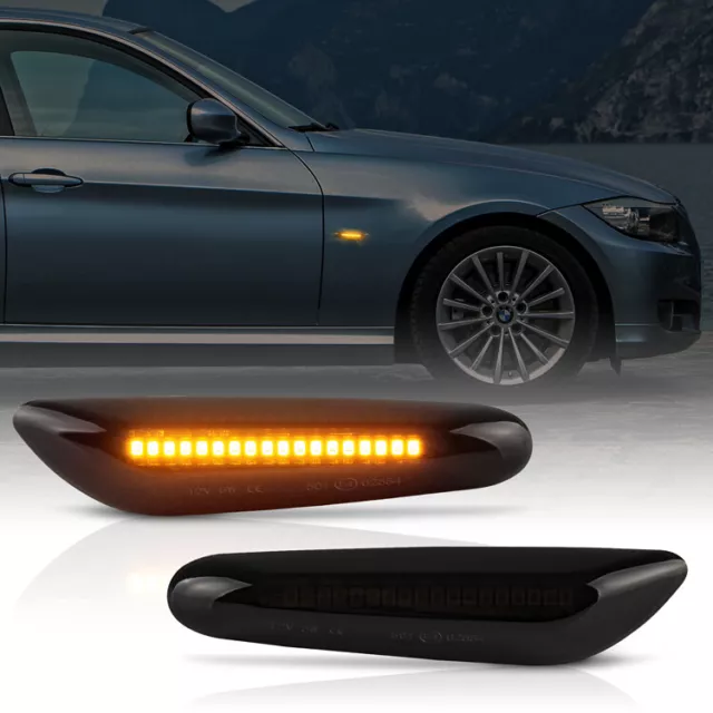 1 paar LED SEITENBLINKER SCHWARZ SMOKE FÜR BMW 3er E90 E91 E92 Seiten-Blinker