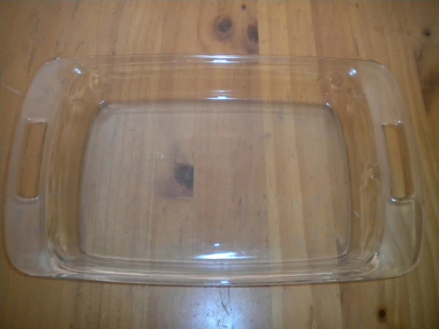 Plato de hornear Pyrex vidrio transparente 3 cuartos 9"" X 13"" lados altos con asas nuevo sin etiquetas