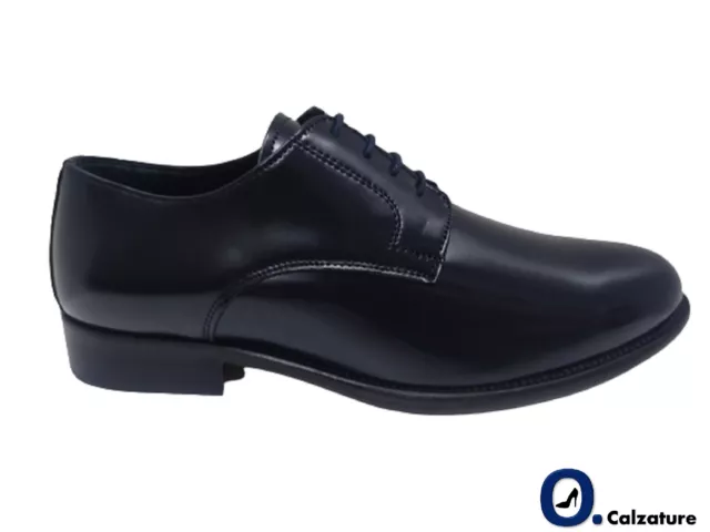 Scarpe Uomo Eleganti Cerimonia Derby Vera Pelle BLU abrasivata Made in Italy n42