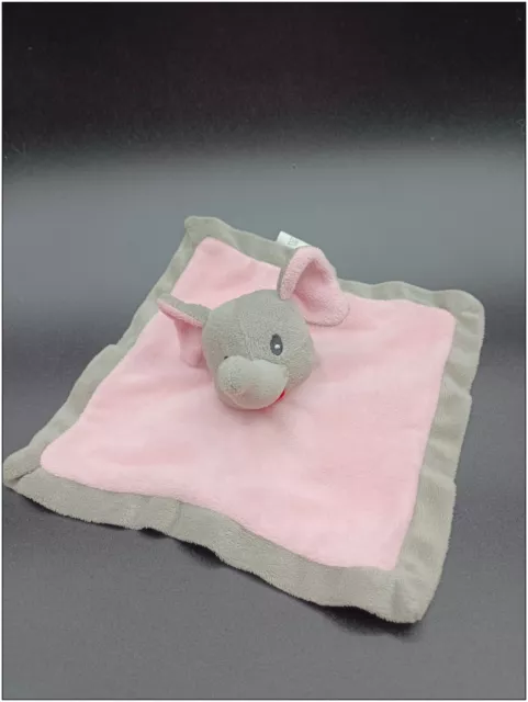 Doudou Elephant plat Sandy gris & rose