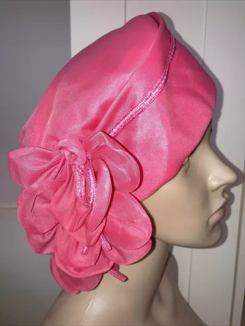 Rare Fuchsia Vintage 1950s/60s Pink Hat by Connor, Floral Trim Size M, Goodwood?