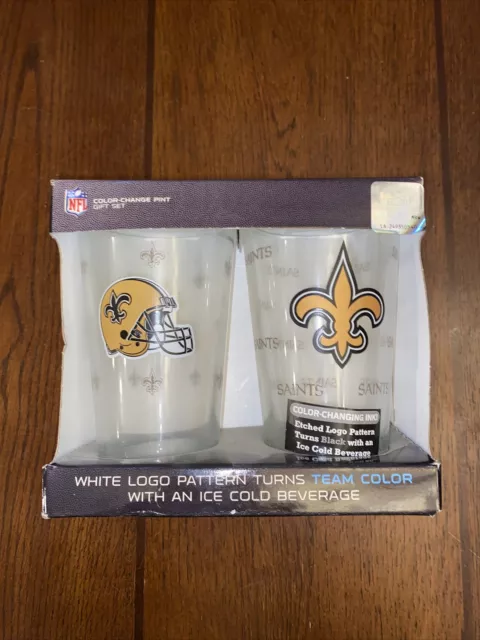 NFL Saints New Orleans 16 Oz Color Changing 2 Pack Glass Pint Set 2014 Vintage