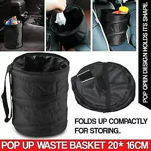 CAR BIN Pop UP Mini Storage Black Dustbin Foldable Travel Rubbish Waste Basket