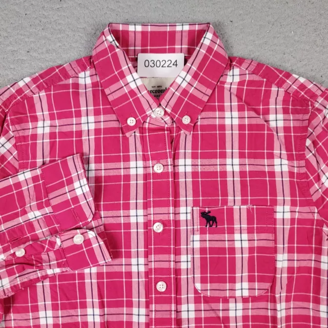 Abercrombie Fitch Shirt Girls XL Pink Plaid Casual Button Up Long Sleeve