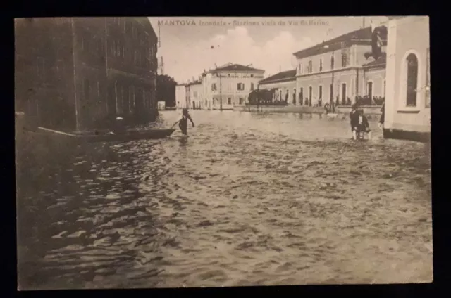 Cartolina Mantova Inondata Stazione Vista Da Via Solferino Viaggiata