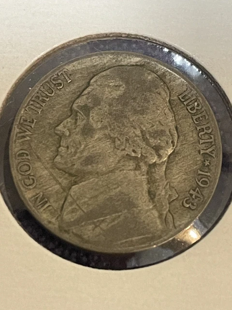 1943 Large P War Time Silver Nickel