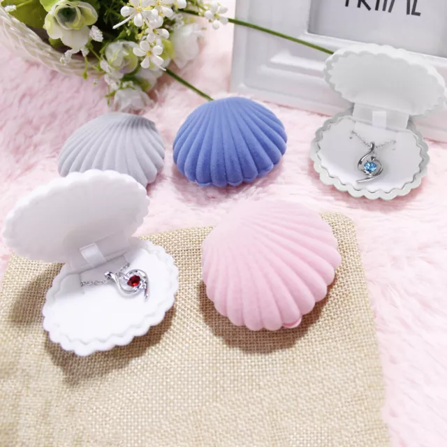 Velvet Display Gift Box Shell Shape  Case For Ring Necklace Earrings Jewelry Box