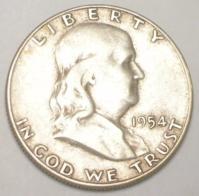 1954 S Franklin Half Dollar Silver Coin VF+