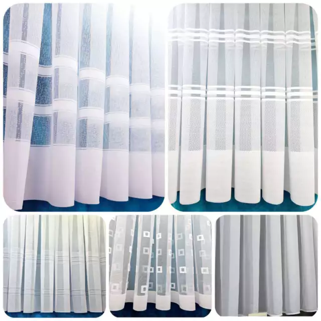 White Net Curtain Net Curtains Straight Base With Slot Top Sold By The Metre