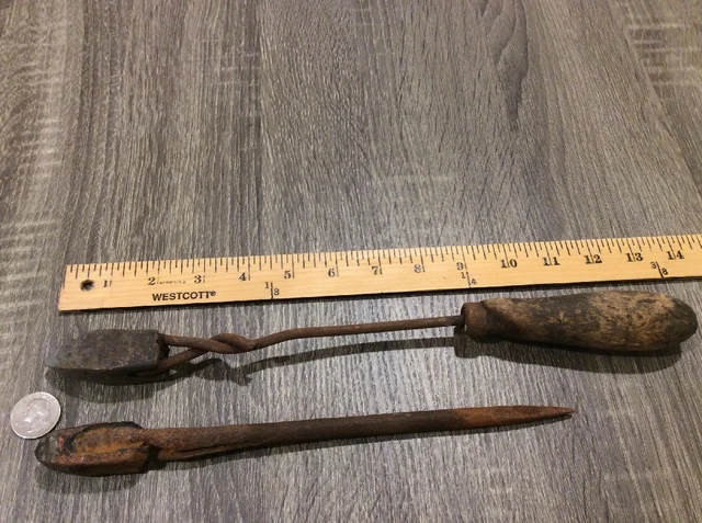 Hand Forged Primitive Vtg Antique Copper Tip Soldering Iron Tool Lot Blacksmith