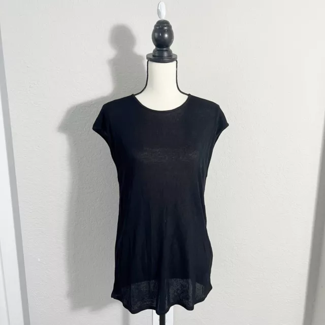 NWT ZARA WOMEN'S Size Small Black Knit Short Sleeve Tunic Top TShirt