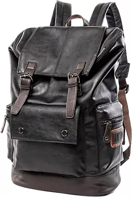 Large Casual US Men Leather Laptop Backpack Vintage Travel Rucksack for College