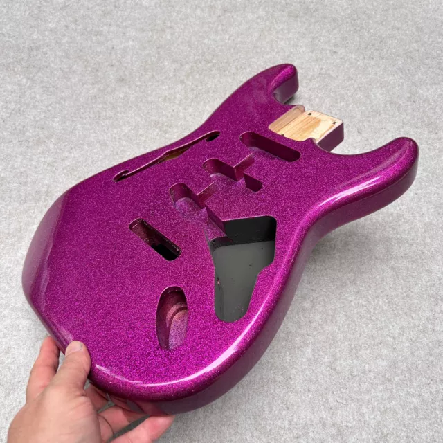 Guitar body Stratocaster Thinline SSS semi hollow glisten plum purple 3.91 LBS