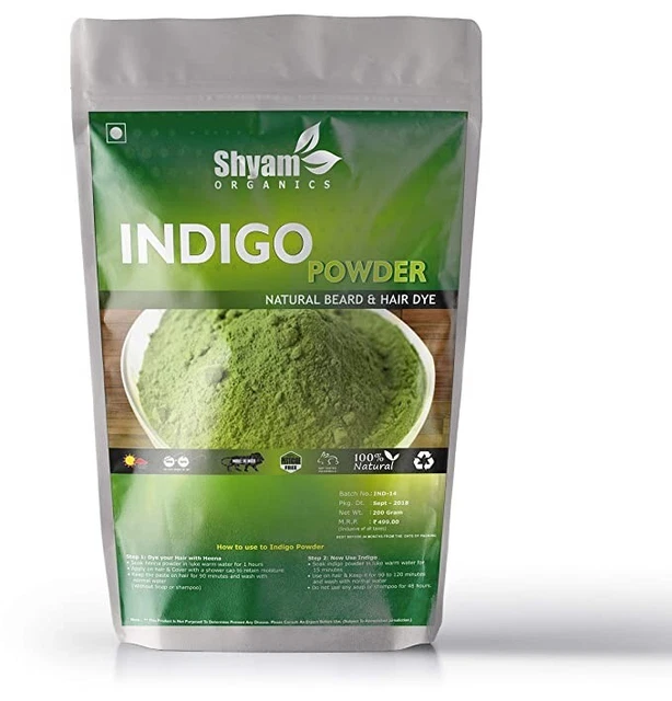 Polvo índigo orgánico Shyam para cabello, barba - negro 200 g envío gratuito