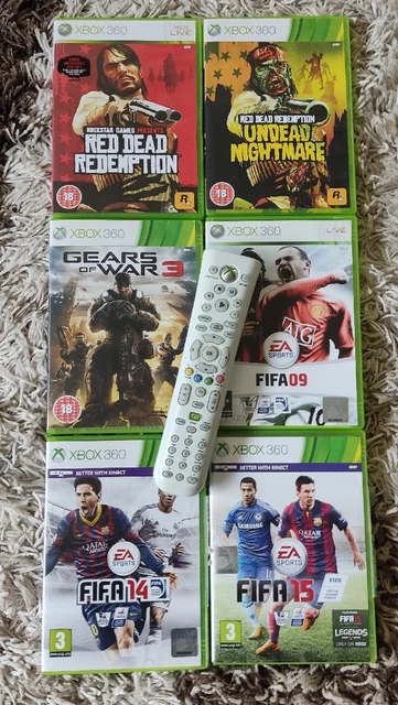 Xbox 360 Games And TV Remote bundle Joblot Red Dead Redemption Gears Of War Fifa