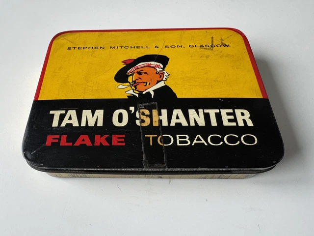 tam o shanter tobacco tin 1930's O'Shanter Halloween Related with Ghostly Midnight Ride VINTAGE TAM O'SHANTER Flake Tobacco