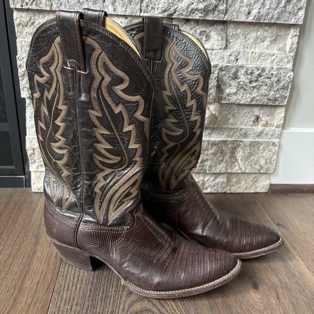 Bottes Cowboy Justin Vintage En Cuir Texturé - Taille 7.5 D (US) - Occasion En Très Bon État