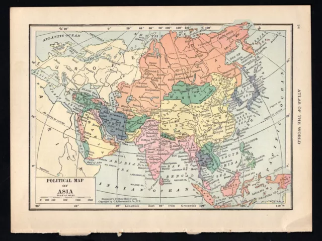 1923 Map New States in S.E. Eur.:Bulg.,Romania,Albania,Yugo. & Greece rev. Asia 2