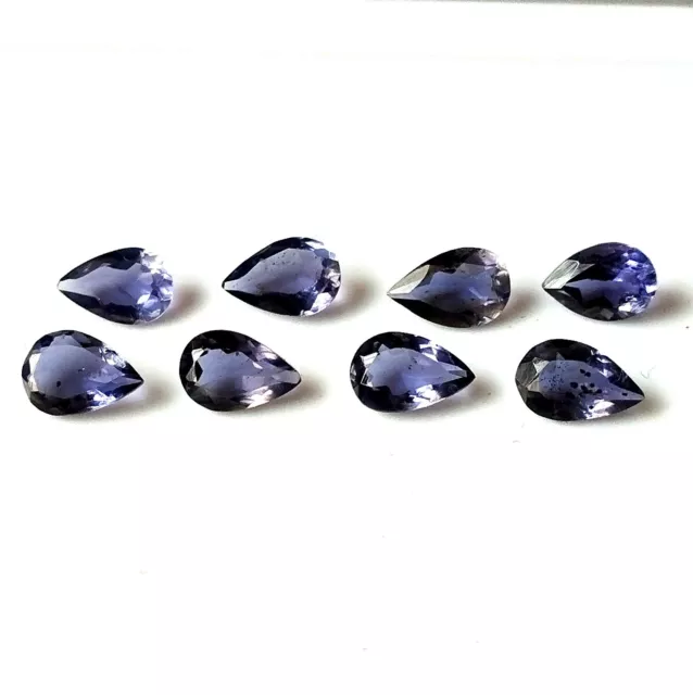 Piedra preciosa natural Iolite 4X6 mm corte pera facetada calibrada color azul 8 piezas