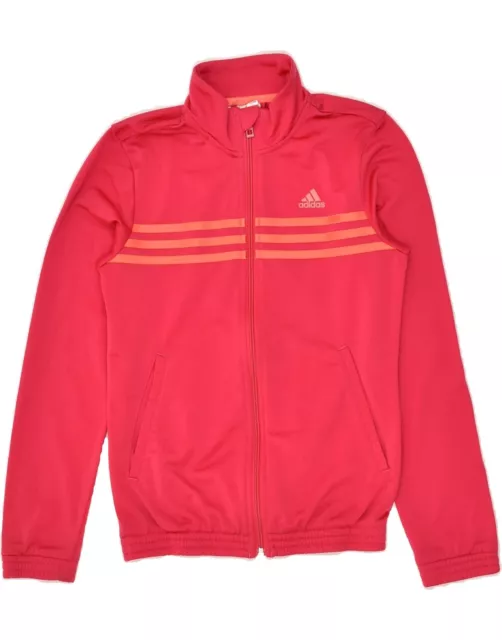 ADIDAS Girls Tracksuit Top Jacket 11-12 Years Pink Polyester AI08