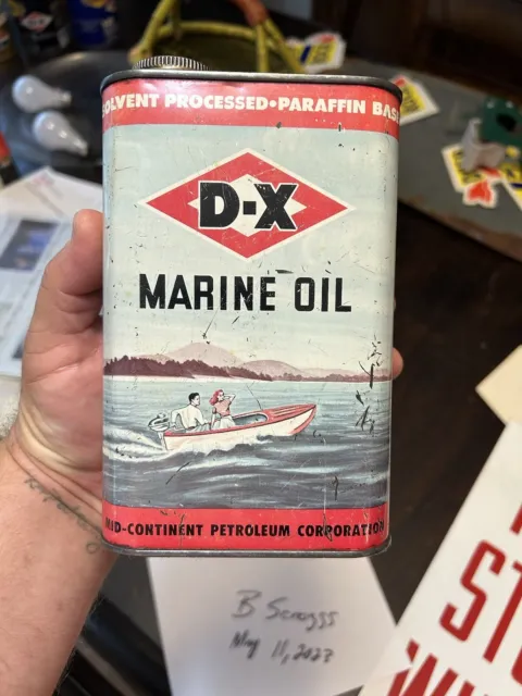 DX Outboard Motor Oil 1 Quart Can Empty 1940’s