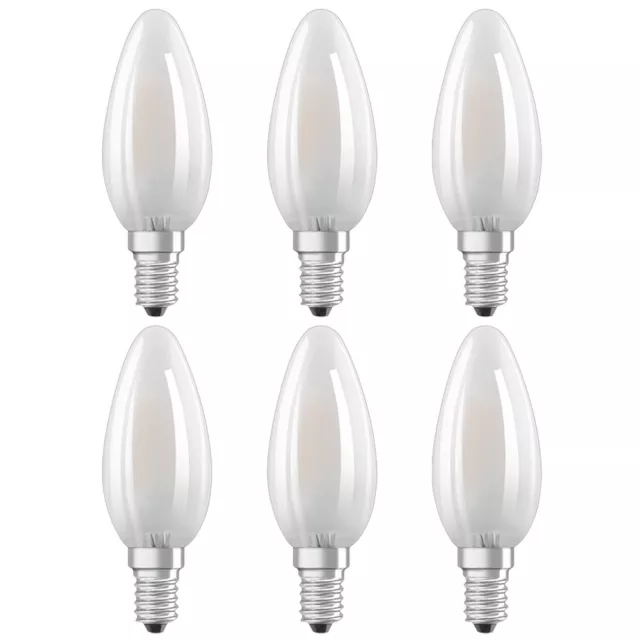 6 x Bellalux LED Filament Leuchtmittel Kerzen 4W = 40W E14 matt 470lm warmweiß