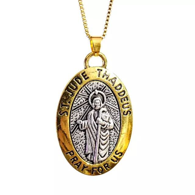 Halskette mit Anhänger „St. Jude Thaddäus“ „Bete für uns“ aus Silber und...