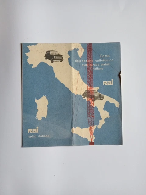 Depliant Vintage 1962 Rai Carta Dell' Ascolto Radiofonico Sulle Strade Italiane