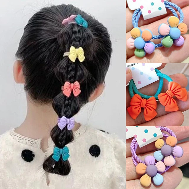 Elastic Bobbles cute Girls Bow Baby Kids School Bows Hair Bobbles Rubber Bands