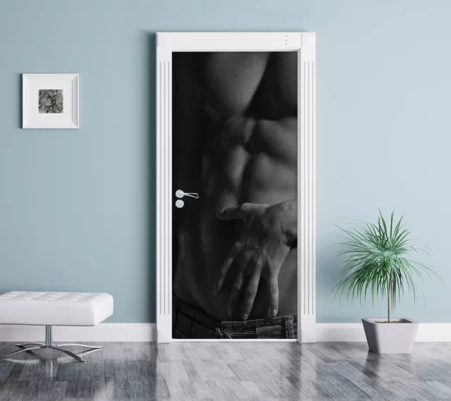 Uomo Nudo Con Donna - Adesivo per Porta 200x90cm Tappezzeria per Porta