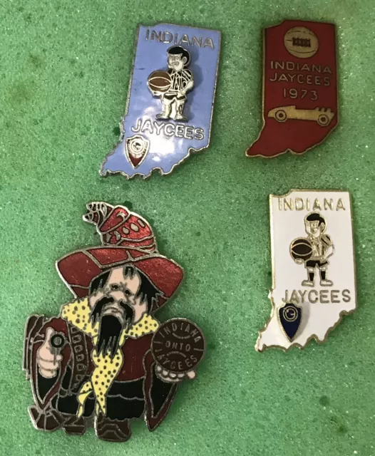 Indiana Jaycees State Outlines, 1981 Border Bandit Holding Basketball Pins