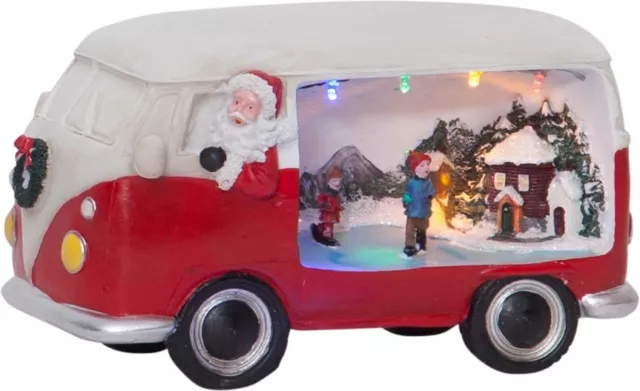 LED Weihnachtsdeko Bus mit Weihnachtsmann Tischdeko Weihnachten Vintage Timer