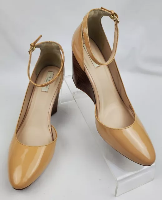 Cole Haan Grand OS Nude Leather Ankle Strap Wedge Pumps Shoes Women’s Size 7.5B