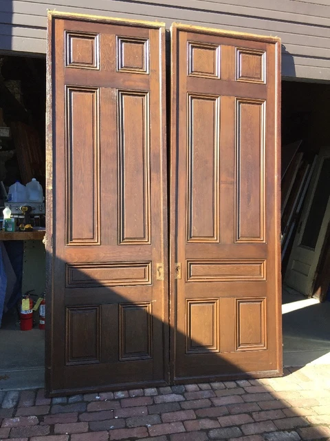 Ar 139 1 Set Antique Raised Panel Pine Pocket Doors 70" X 106"