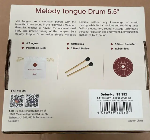 Sela Melody Tongue Drum - B Major Pentatonic, White