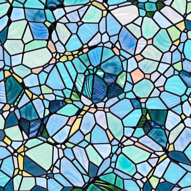 Frosted Floral Static Cling Stained Glass Window-Film Sticker Privacy Decoration