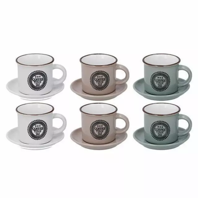 Set 6 Tazzine da Caffe con Piattino Tazze 89ml per Colazione in Porcellana 2