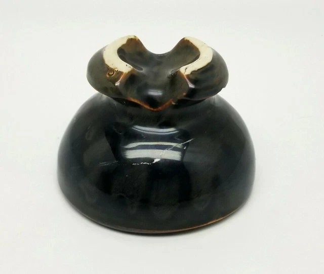 Vintage THOMAS Ceramic BROWN Glazed Electric Insulator 4.75" Threaded