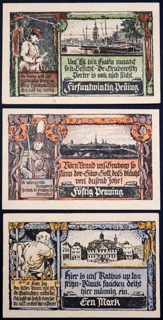 GRABOW 1921 "Geldscheißer Motif" complete series, nice art! German Notgeld
