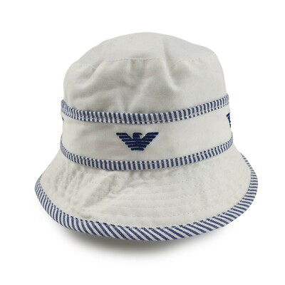 Kids EMPORIO ARMANI EA7 Visière Bonnet en laine-Noir avec logo argenté 