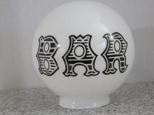 NEW Vintage White Glass Globe BAR lamp/light cover shade -  3” opening