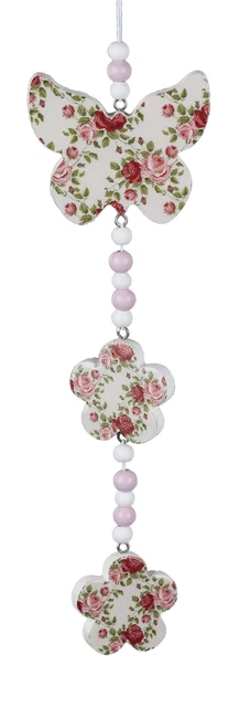 Fenster-Hänger Farfalla Con Decorazione Rose per Finestra Haengedeko 41cm